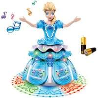 FITTO Dancing Doll Elsa princess snow queen dancing flashing singing &amp; rotating doll with music &amp; colorful 5D light, Disney frozen doll character nice voice &amp; swing up &amp; down Elsa doll toy for girls