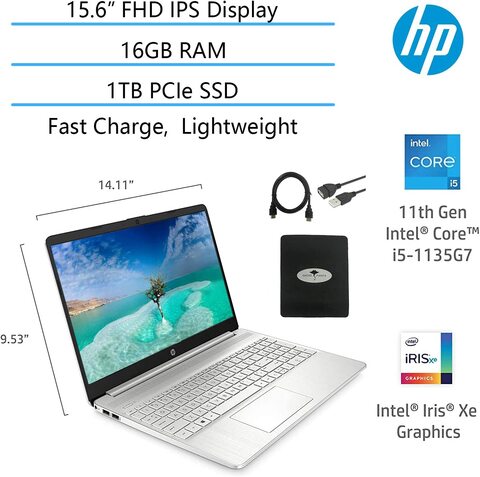 2021 HP 15.6 FHD IPS Screen Laptop PC Intel 11th Gen 4-Core i5-1135G7 12GB  DDR4 RAM 256GB NVMe SSD Intel Iris Xe Graphics Webcam HDMI Fingerprint USB
