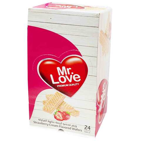 Mr.Love Wafer Strawberry Cream 30 Gram 24 Pieces
