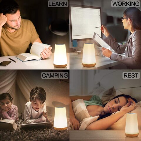 SKY-TOUCH LED Bedside Lamp, Colorful Night Light, Rechargeable Dimmable Color USB Night Lamp with Touch Control Adjustable Brightness Remote Control for Bedroom, Kid&#39;s Room and Living Room