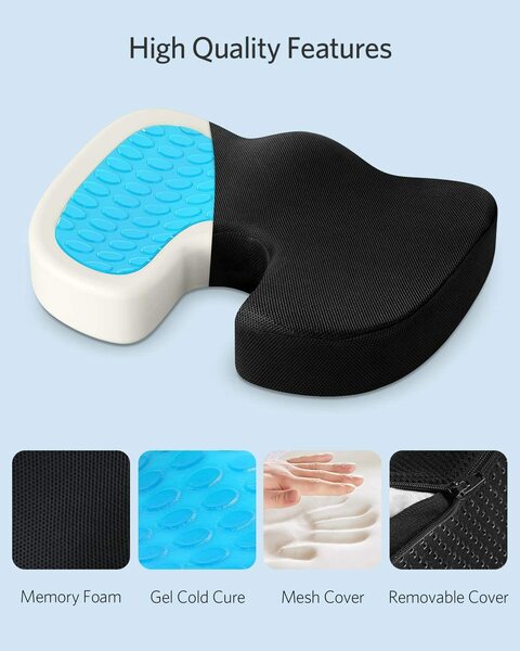 Buy Generic Seat Cushion Pillow Memory Foam Gel Non-Slip Orthopedic,Relieve  Back,Sciatica,For Office Chair Car Seat, Breathable & Ergonomic Design  Online - Shop Automotive on Carrefour UAE