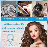 Theresa Homarket Heatless Hair Rollers, Hair Curlers For Long Hair, No Heat Curling Rod Headband, Curl Ribbon Rod Wave, Soft Silk Diy Hair Styling Tools Kit (Blue Hair Curlers)
