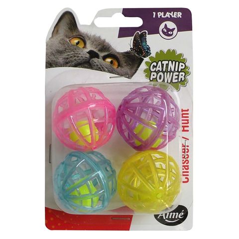 Agrobiothers Aime Catnip Power Bell Ball Cat Toy Pack of 4