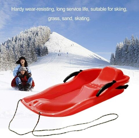 Generic Outdoor Sports Plastic Skiing Boards Sled Luge Snow Grass Sand Board Ski Pad Snowboard With Rope For Double People(Random Color)