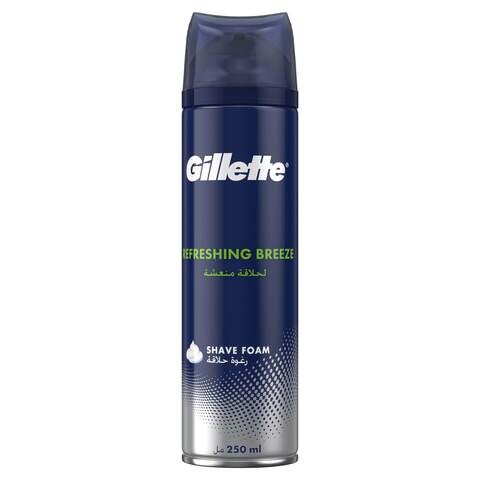 Buy Gillette Refreshing Breeze Shave Foam Blue 250ml in UAE