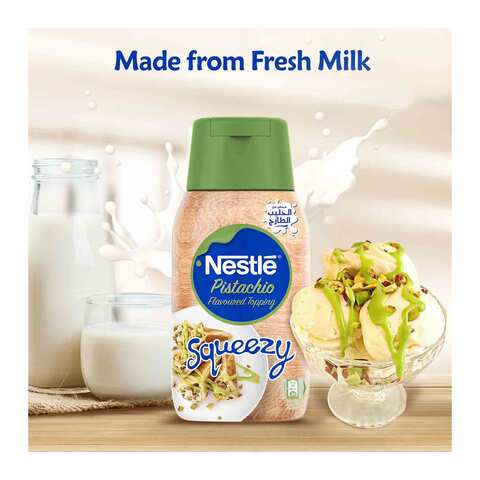 Nestle pistachio flavoured sweetened condensed milk topping squeezy 450 g