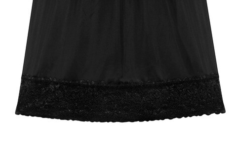 3- Pieces Full Length Soft inner Skirt Silk 100% with Elasticised Waistband Big Lace Women  Multicolor L