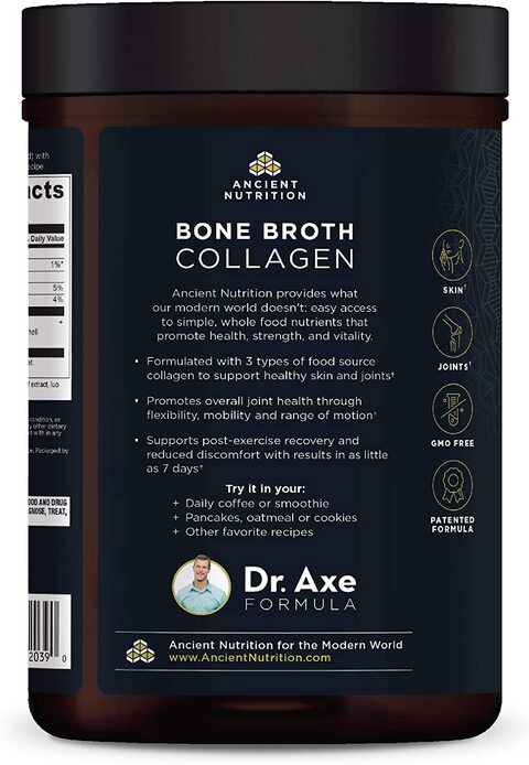Ancient Nutrition 167615 Bone Broth Collagen Powder, Vanilla, 18.2Oz
