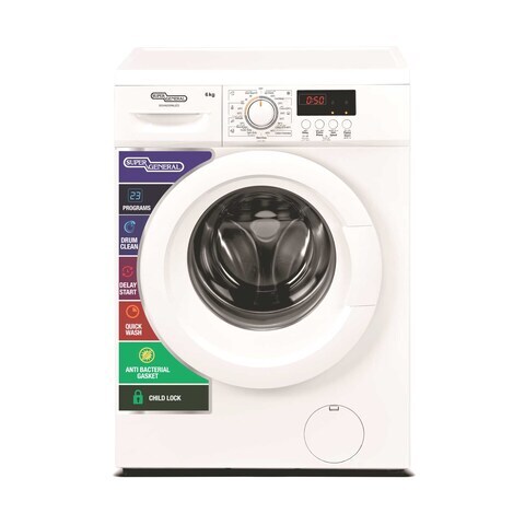 Super General Front Load Washing Machine SGW6200NLED 6KG White  (Plus Extra Supplier&#39;s Delivery Charge Outside Doha)