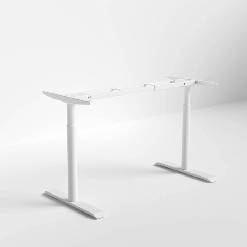 Navodesk Basic Desk Frame , Manual Height Adjustable Desk Frame, Underframe For Table Top, Pin Type, White