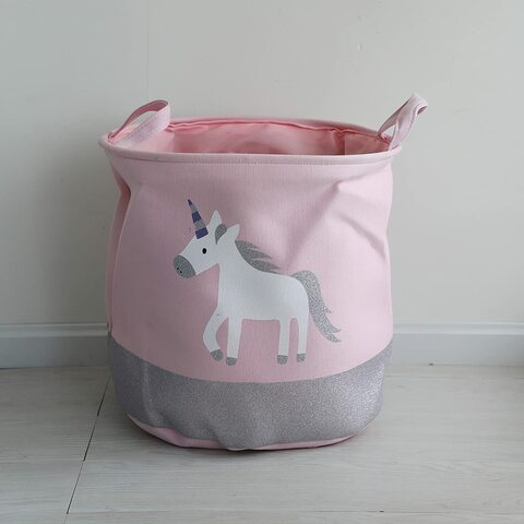Generic Home Decor, Fabric Kids Basket, Pink Unicorn