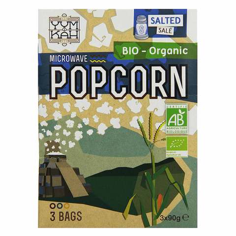 Yum Kah Bio Organic Salted Microwave Popcorn 90g Pack of 3