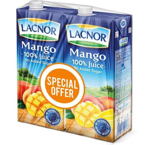 Buy Lacnor Essentials Mango Fruit Drink 1L Pack of 2 in UAE