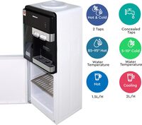 Nobel Water Dispenser Free Standing With Bottom Storage Cabinet &amp; Cup Storage, Hot And Cool Compressor Cooling NWD1605 White 1 Year Warranty