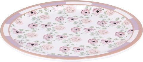 Royalford Melamineware 10&quot; Dinner Plate- Rf11780 Dishwasher-Safe Dinnerware With Strong And Sturdy Construction, White And Pink