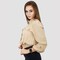 KIDWALA Size L,  Women&#39;S Tops, Tees &amp; Blouses Beige Cropped Front Two Pocket Bomber Jacket Elastic Waistband &amp; Wristband Blouse With Collar Neckline With Long Sleeve, Buttons Up Top, Crop Top