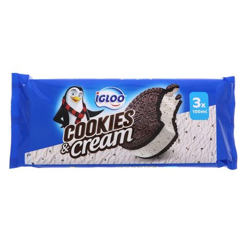 Igloo Cookies And Cream Ice Cream Sandwich 100ml Pack of 3