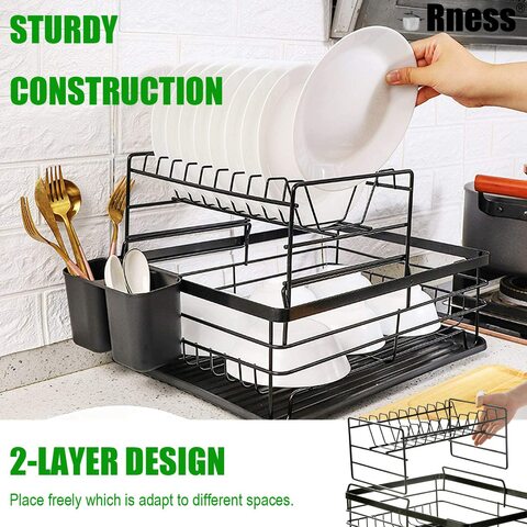 Rness Dish Drying Stand Over Sink, 2 Tier Large Capacity Organizer