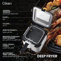Clikon Air Fryer, 1.5L Deep Fryer 1000W, Max Crisp, Air Roast, Bake, Grill, Reheat, Black, CK355