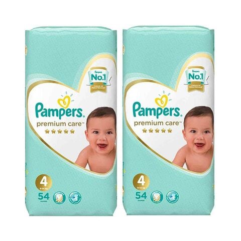 Pampers Premium Care Diapers Size 4 (9-14kg) 54 Diapers Pack of 2
