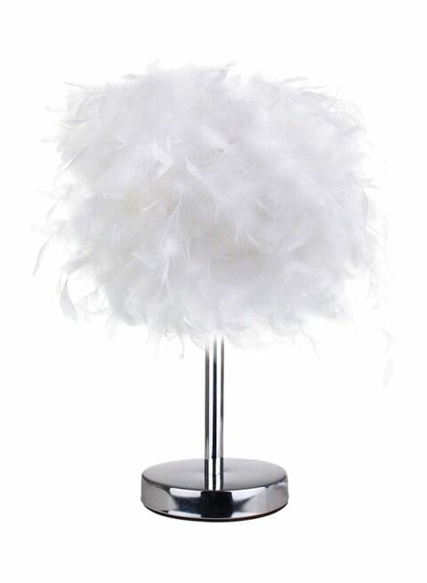 East Lady Handmade Feather LED Table Lamp White/Silver 22x30centimeter
