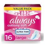 Buy Always Cotton Soft Ultra Thin Pads With Wings - Large - 16 PadsAlways Cotton Soft Ultra-Thin Pads with Wings - Large - 16 Pads in Egypt