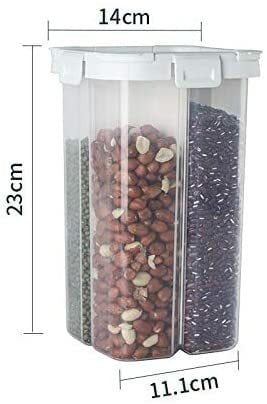 4pcs Grain Storage Containers With Dividers For Kitchen, Living Room,  Snacks, Cat Food, Dry Fruits