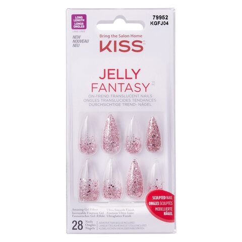 Buy Kiss Jelly Fantasy False Nails KGFJ04C Clear 28 PCS Online - Shop ...