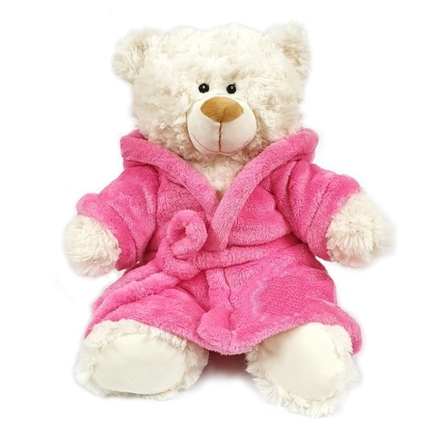 Caravaan - Soft Toy Teddy Cream with Pink Bathrobe Size 38cm