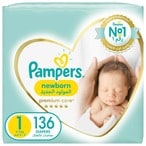 Buy Pampers Premium Care Newborn Taped Diapers Size 1 (2-5kg)  136 Diapers in UAE
