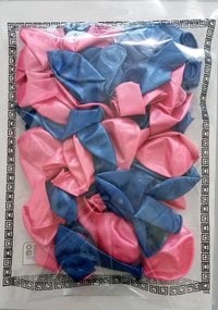 Buena Ventura&#39;s Themez Only Metallic HD Balloons for Party Decoration (D Blue &amp; Pink) - Pack of 50 pcs for First Birthday / Anniversary / Baby Shower / Girl Birthday