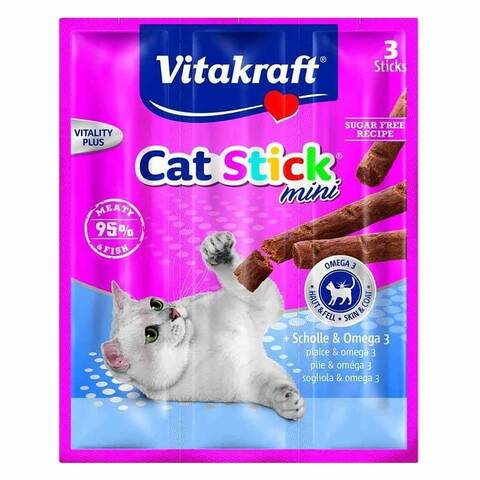 Vitakraft Cat Food Stick Mini Scholle With Omega 3 18 Gram