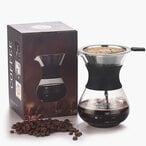 Buy NuSense Pour Over Coffee Maker Set - Dripper with Reusable Stainless Steel Drip Filter Elegant Coffee Dripper Pot Glass Carafe in UAE