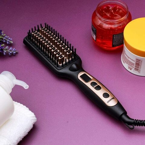 Buy Geepas 2 In 1 Hair Brush 45W Straightener Brush With Ceramic