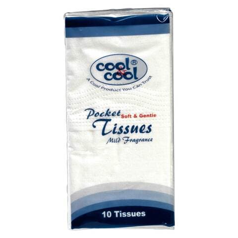 Cool &amp; Cool Soft And Gentle Pocket Tissues White 10 Sheets Pack of 10