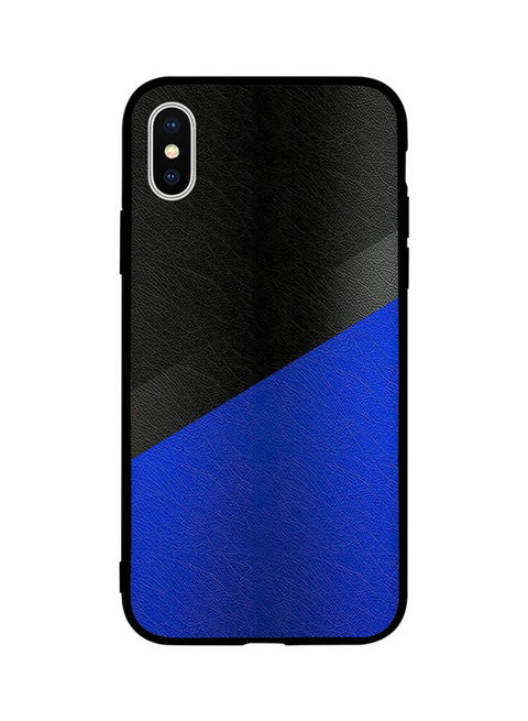 Theodor - Protective Case Cover For Apple iPhone X Blue &amp; Black Leather