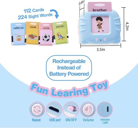 Educational Learning Toys ,Toddler Toys Age 2-4, Sensory Toys for Children  for 1 2 3 Year Old Boys and Girls, Speech Therapy Toys, 224 Sight Words  Talking Flash Cards