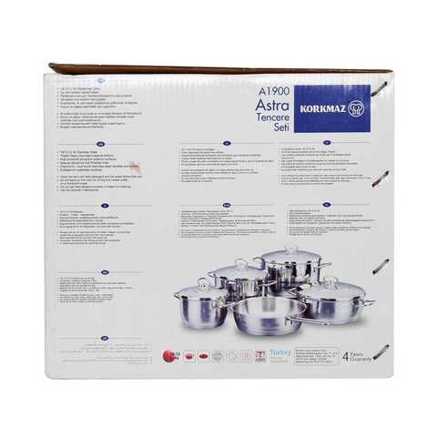 9-piece cookware set, stainless steel, Astra - Korkmaz