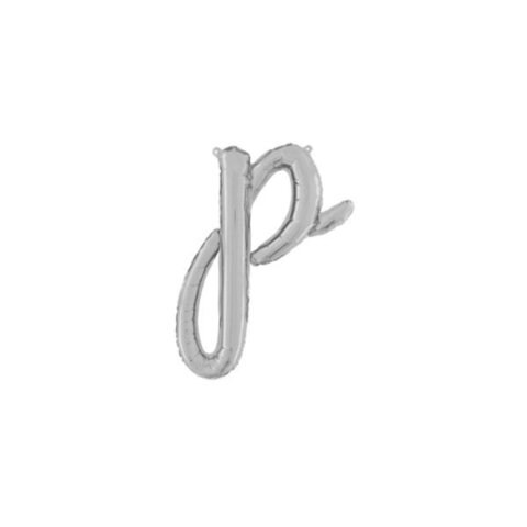 اشتري The Party Popper - Script Letter p Foil Balloons Silver في الامارات