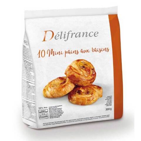 Delifrance 10 Mini Raisins Whirl Breads 300g