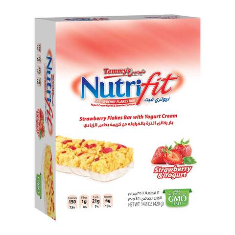 Buy Temmys Nutrifit Strawberry Flakes Bar 35g x Pack of 12 in Egypt