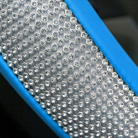 ساطع الماس الراين الكريستال الداخلية الزخرفية يتوهم سيارة غطاء عجلة القيادة بولي Leather الجلود عجلة القيادة يغطي العالمي صالح الأزرق 1 قطعة