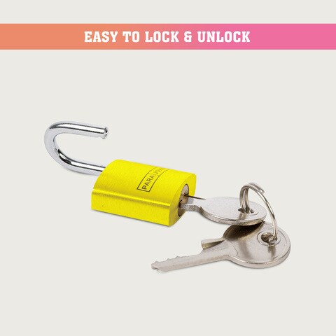 Para John Alum Lock With Keys, Brass Padlock With 2 Keys, Standard Security Padlock, Ideal For Indoor &amp; Outdoor Locks For Ladders, Shutter Doors, Tools, Courtyard Doors, Cabinets, Offices, Gyms