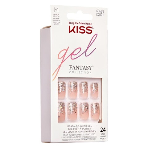 Buy Kiss Gel Fantasy Collection False Nails KGN01 Pink 24 PCS Online ...