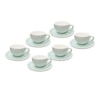 Liying 12Pcs Porcelain Cups And Saucers Set - Light Green Colour Coffee Set - 90Ml Cup 6Pcs And Saucer 6Pcs Set For Idle Turkish Coffee, Espresso, Cappuccino