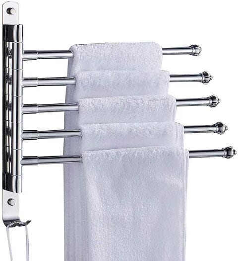 Wall mounted stainless steel towel bar swing arm bathroom towel rack hanger towel holder best sale organizer towel rac