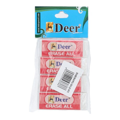 Deer Eraser Poly Bag Of 4 Pcs