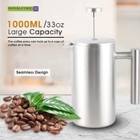 Skeido French Press Coffee Maker, 350ml Espresso Coffee Maker Pot Practical Stainless Steel Cafetiere Double Wall Insulated Tea Coffee Maker With Filter For Home