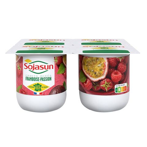 Sojasun Raspberry Passion Fruit Yoghurt 100g Pack of 4