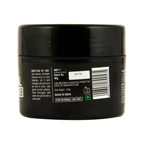 Buy Beardo Activated Charcoal Face Scrub Black 100g in UAE